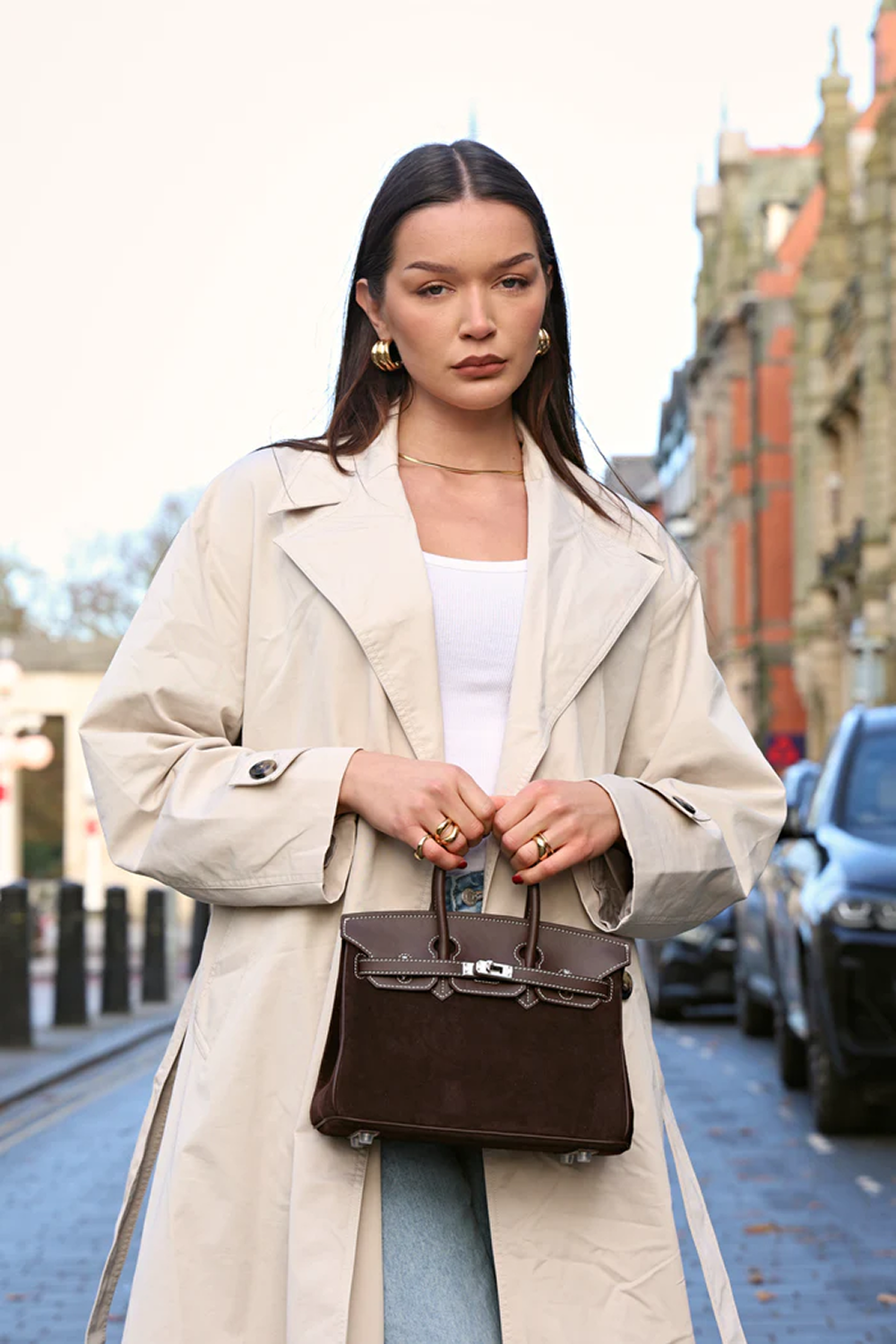 SAC AMELIA - CHOCOLAT SUEDE 25 cm