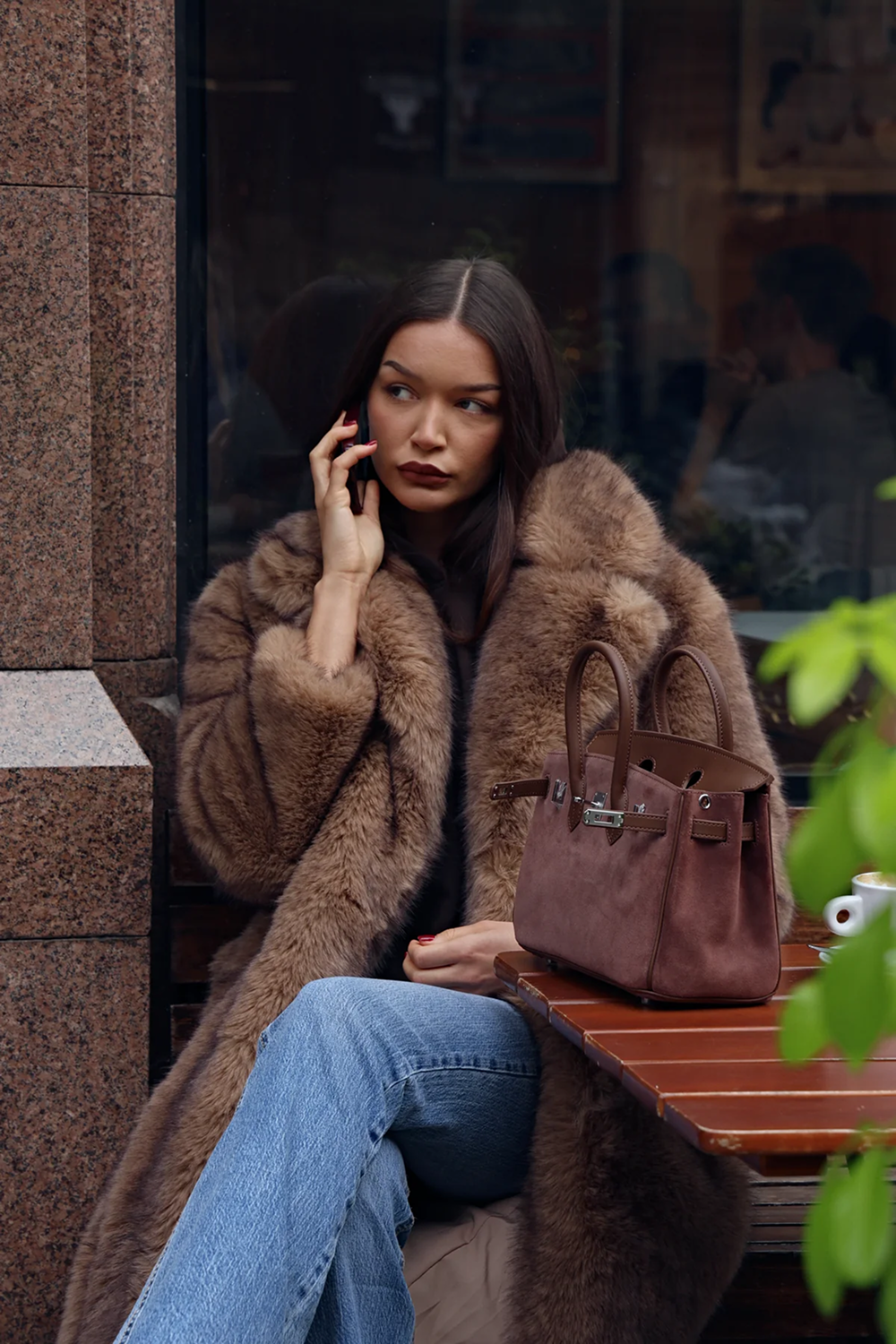 SAC AMELIA - MARRON SUEDE 25 cm