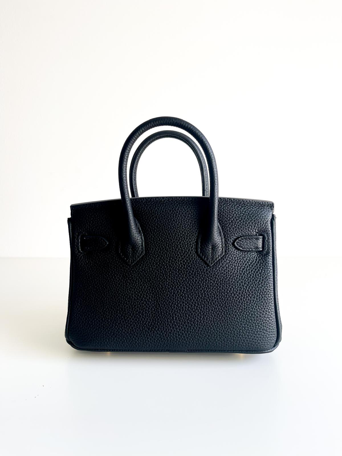 Sac inspiration Birkin 20cm – Cuir Noir & Finitions dorées