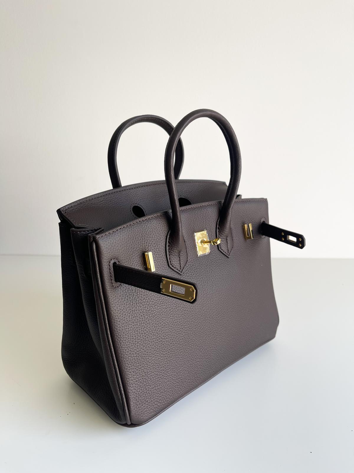 Sac inspiration Birkin 25 cm – Cuir Chocolat & Finitions dorées