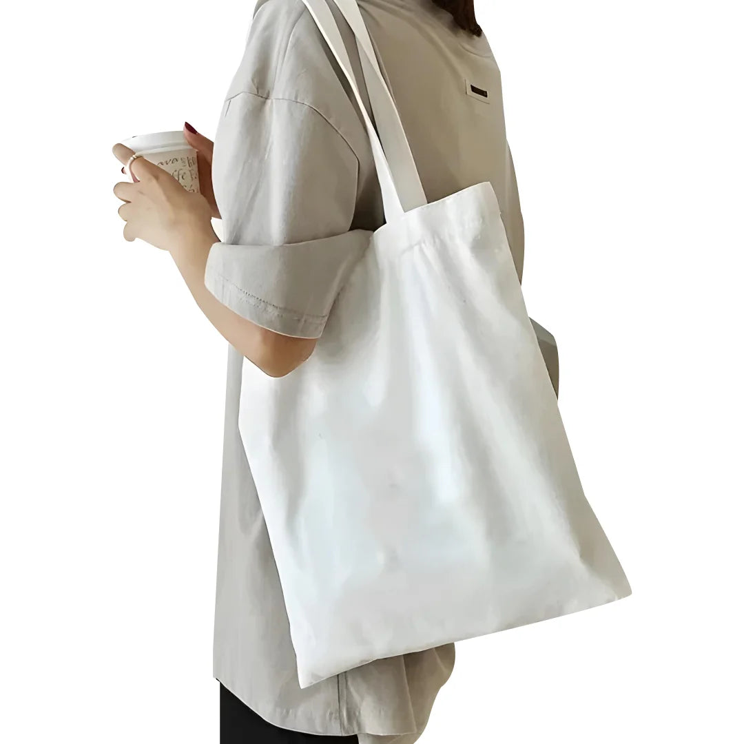 EcoTote - Grand Sac à Épaule en Toile Noir et Blanc