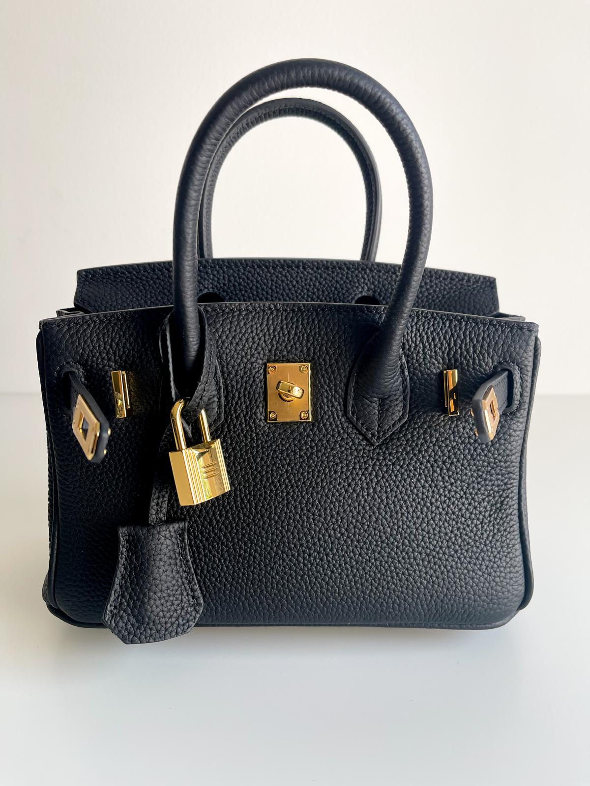 Sac inspiration Birkin 20cm – Cuir Noir & Finitions dorées