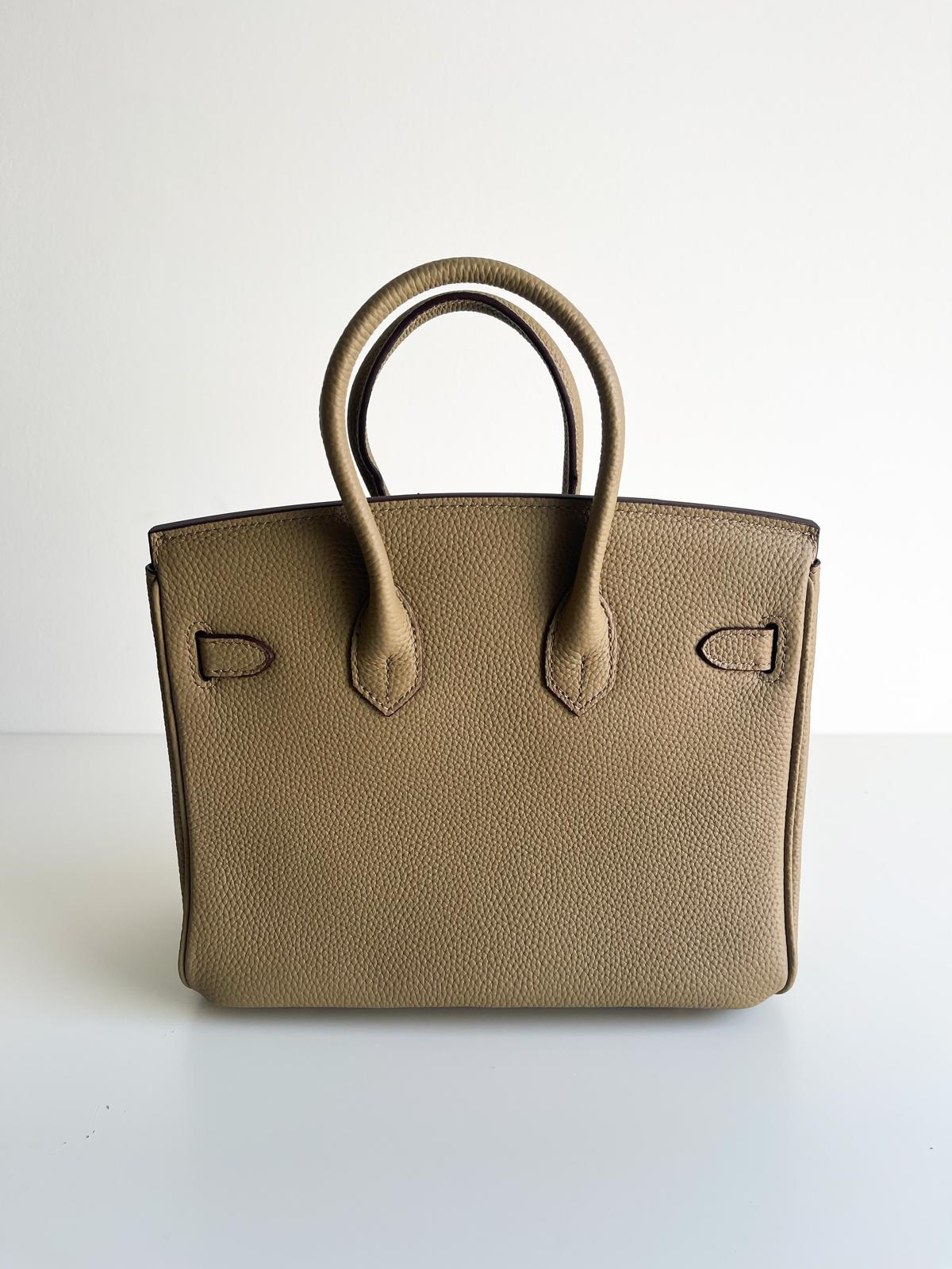 Sac inspiration Birkin 20cm – Cuir Taupe & Finitions dorées